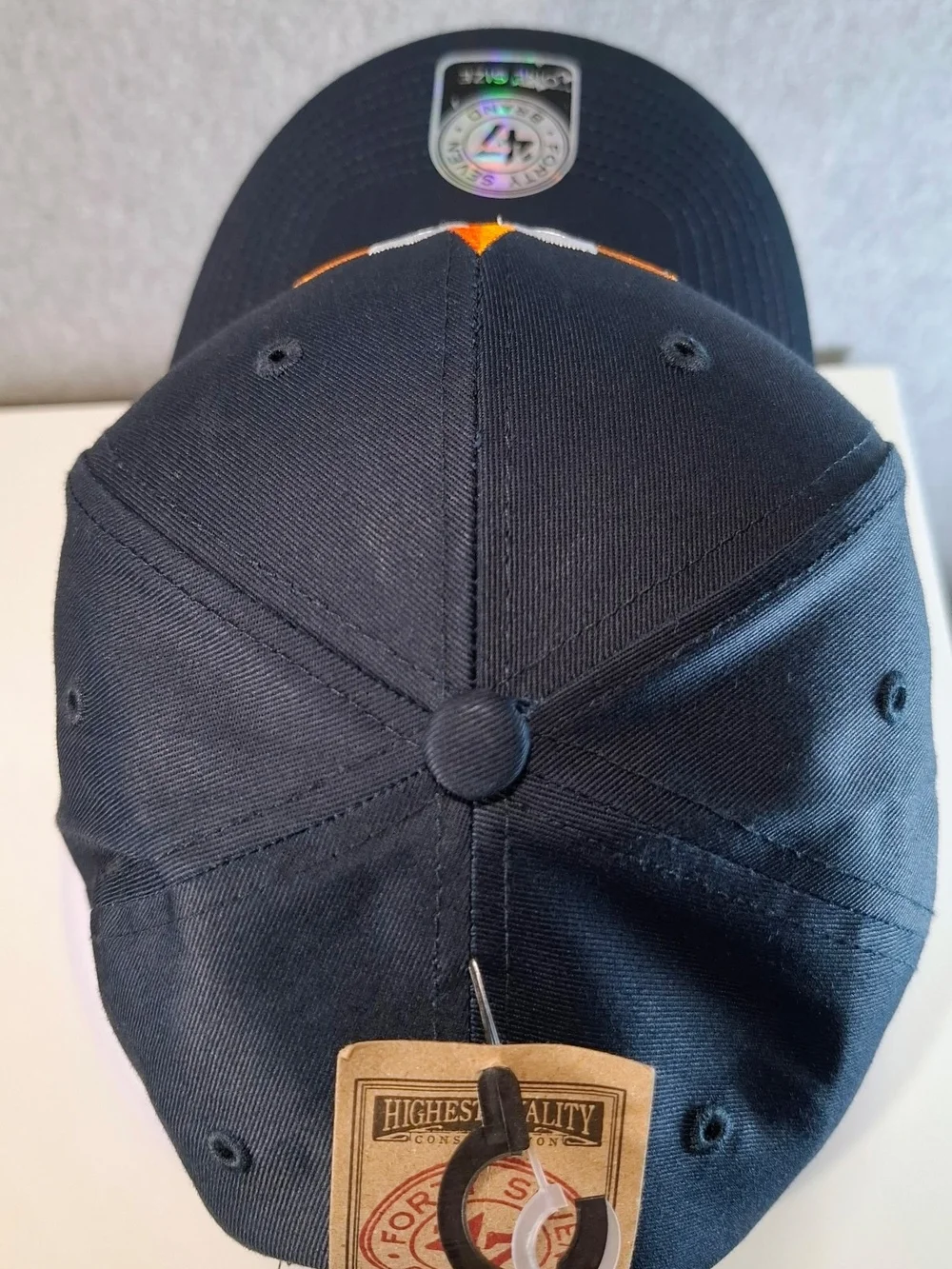 47 Brand Astros Black Cap with Orange and White Star H Logo
